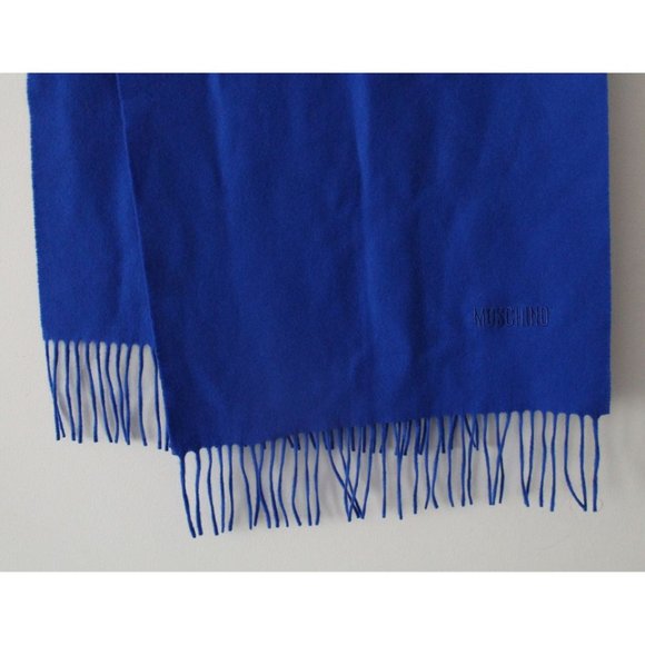 Moschino Bright Blue Merino Wool Scarf - Picture 5 of 7